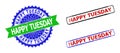 HAPPY TUESDAY Rosette And Rectangle Bicolor Stamps With Distress Styles
