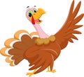 Happy turkey cartoon waving Royalty Free Stock Photo