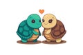 Happy turtle couple in love animal valentine day card invitation background Royalty Free Stock Photo