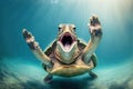 Happy Turtle Jumping Forward - AI Generative