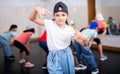 Happy tweens practicing hip hop in dance studio Royalty Free Stock Photo