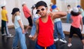 Happy tweens practicing hip hop in dance studio Royalty Free Stock Photo