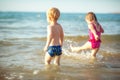 Funny twins at the sea Royalty Free Stock Photo