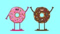 Funny smile donuts character modern and cute flat vector Royalty Free Stock Photo