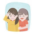 Happy two girls friends laughing and hug together. Young women enjoying, Vector illustration. Royalty Free Stock Photo