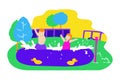 happy two kids playing in pool sketch illustration Royalty Free Stock Photo