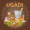 Happy Ugadi and Gudi Padwa Hindu New Year Greeting Card Holiday Royalty Free Stock Photo