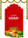 Happy Ugadi holiday religious festival background for Happy New Year of in India