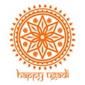 Happy Ugadi. Mandala, rangoli and lettering