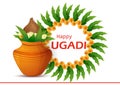 Happy Ugadi New Year's Day festival of Andhra Pradesh, Telangana, and Karnataka in India Royalty Free Stock Photo