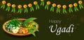 Happy Ugadi New Year's Day festival of Andhra Pradesh, Telangana, and Karnataka in India Royalty Free Stock Photo