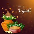 Happy Ugadi New Year's Day festival of Andhra Pradesh, Telangana, and Karnataka in India Royalty Free Stock Photo