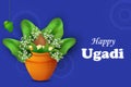 Happy Ugadi New Year's Day festival of Andhra Pradesh, Telangana, and Karnataka in India Royalty Free Stock Photo