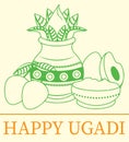 Happy Ugadi. Template greeting card for holiday. Sketch Style. Illustration Of Happy Ugadi Greeting Card Background With Decorated Royalty Free Stock Photo