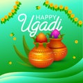 Happy Ugandi Holiday Typography Banner. Indian New Year and First Day of the Hindu Lunisolar Calendar Month of Chaitra