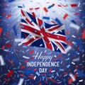 Happy UK independence day card with confetti Royalty Free Stock Photo