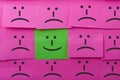 Happy and unhappy concept. Background of Sticky Notes. Royalty Free Stock Photo