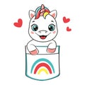 Happy unicorn in pocket Royalty Free Stock Photo