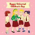 Happy Universal Children`s Day Graphic and Illustration Beach Theme