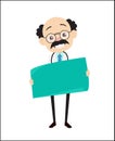 Happy Urologist Doctor Showing Blank Paper Banner Vector