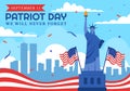 Happy USA Patriot Day Vector Illustration with United States Flag, 911 Memorial and We Will Never Forget Background Design Royalty Free Stock Photo