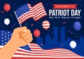 Happy USA Patriot Day Vector Illustration with United States Flag, 911 Memorial and We Will Never Forget Background Design Royalty Free Stock Photo