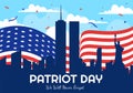 Happy USA Patriot Day Vector Illustration with United States Flag, 911 Memorial and We Will Never Forget Background Design Royalty Free Stock Photo