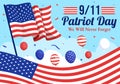 Happy USA Patriot Day Vector Illustration with United States Flag, 911 Memorial and We Will Never Forget Background Design Royalty Free Stock Photo