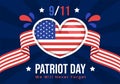 Happy USA Patriot Day Vector Illustration with United States Flag, 911 Memorial and We Will Never Forget Background Design Royalty Free Stock Photo