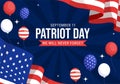 Happy USA Patriot Day Vector Illustration with United States Flag, 911 Memorial and We Will Never Forget Background Design Royalty Free Stock Photo