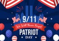 Happy USA Patriot Day Vector Illustration with United States Flag, 911 Memorial and We Will Never Forget Background Design Royalty Free Stock Photo