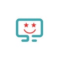 Happy user face red icon vector illustration. Royalty Free Stock Photo