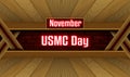 November, USMC Day, Neon Text Effect on bricks Background