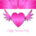 Happy Vaentine Day with Pink  Heart wings Royalty Free Stock Photo