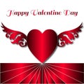 Happy Valentine Day with Red  Heart wings Royalty Free Stock Photo