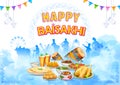 Happy Vaisakhi Punjabi spring harvest festival of Sikh celebration background Royalty Free Stock Photo