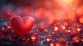 Happy Valentine background with heart, beautiful bokeh and copy space Royalty Free Stock Photo