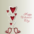 Happy valentine day background with cute bird couple and 3d hearts and text.Invitation love greeting card wallpaper backdrop. Royalty Free Stock Photo