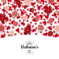 Happy Valentine Day background. Good design template for banner, greeting card, flyer. Paper art flowers and hearts Royalty Free Stock Photo