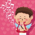 Happy valentine day cupid music romantic harp heart background