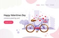 Cute bike with basket and flying hearts