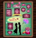 Happy valentine day with elements Mega Set of stickers, signs, labels, heart, present, gift design template