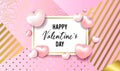 Happy valentine day festive layout template design. Royalty Free Stock Photo