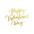 Happy Valentine day gold text lettering greeting