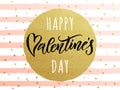 Happy Valentine day golden glitter greeting card