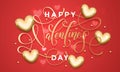 Happy Valentine day golden hearts pattern greeting card Royalty Free Stock Photo