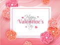 Happy Valentine Day greeting card design decorated with paper cu Royalty Free Stock Photo