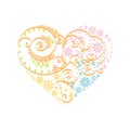 Happy Valentine Day heart decor pink, blue, orange, green quilling pattern