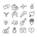 Happy valentine day icon set isolated. Modern outline Royalty Free Stock Photo