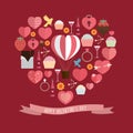 Happy Valentine Day icon Set Royalty Free Stock Photo